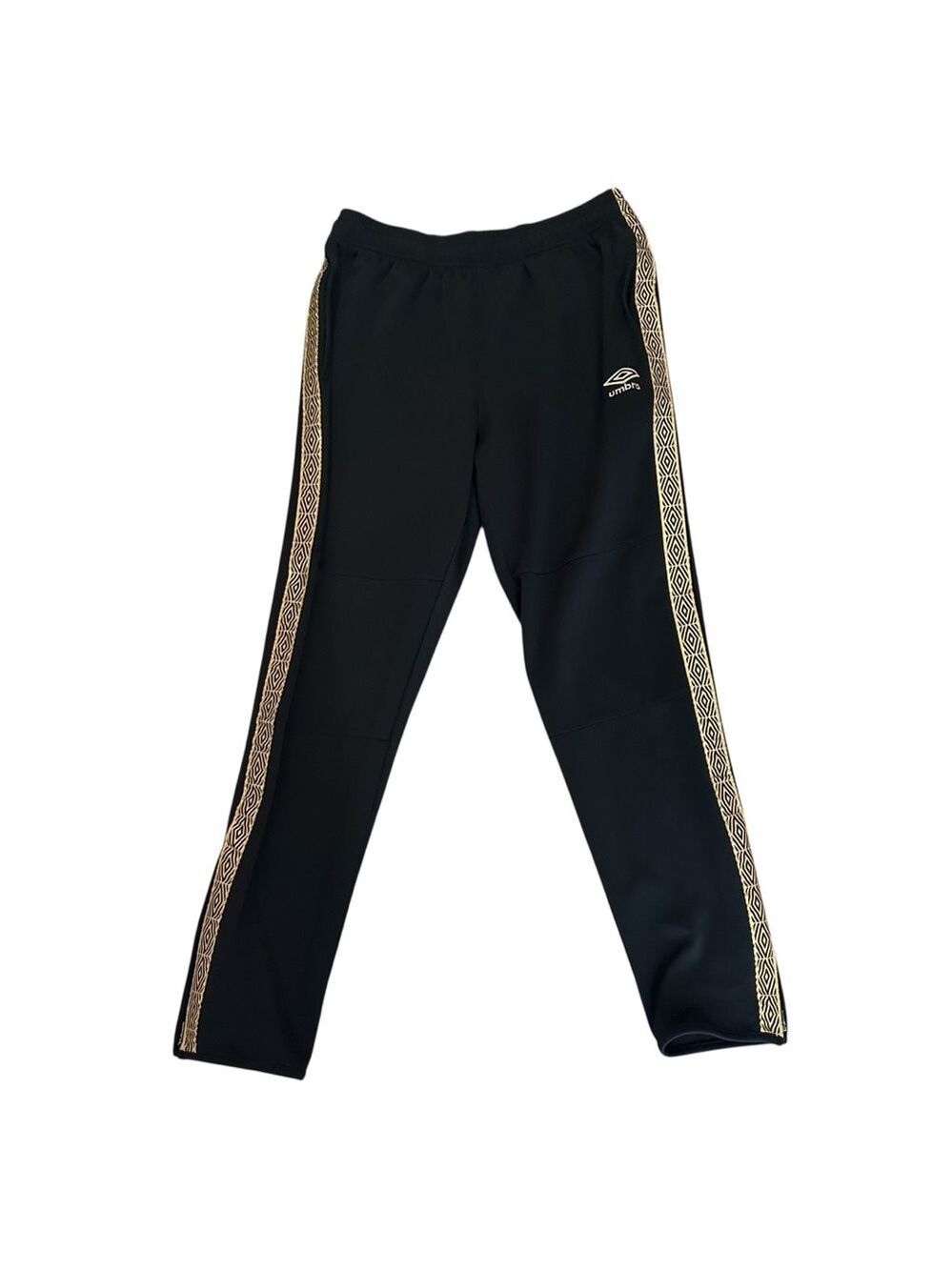 Umbro Men's Double Diamond Track Pants 2.0 Team Black and Gold Drawstring Medium